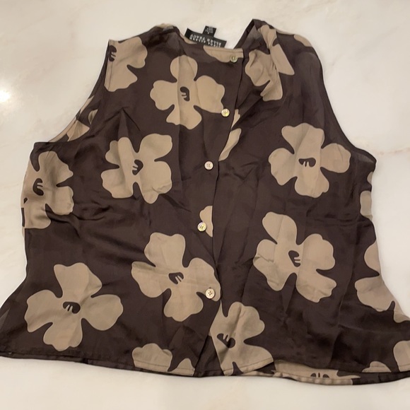 Linda Allard Ellen Tracy Women’s Brown/Cream Floral Print Camisole -Size 16 - Picture 2 of 3